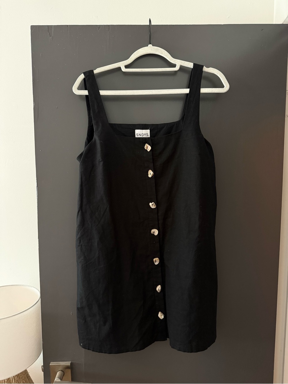 SNDYS Black Button Front Mini Dress from Revolve